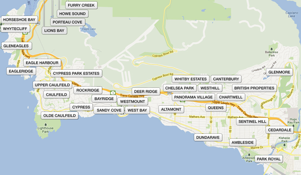 West Vancouver Map